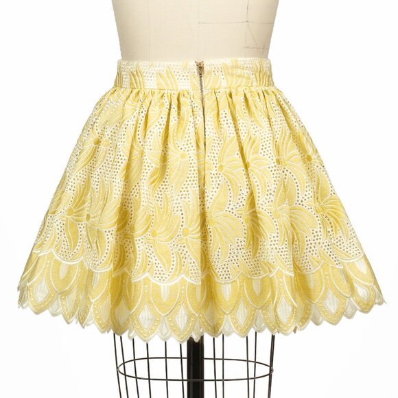 Misile for Free People Gold White Floral Lace Mini Skirt Small - Picture 2 of 7